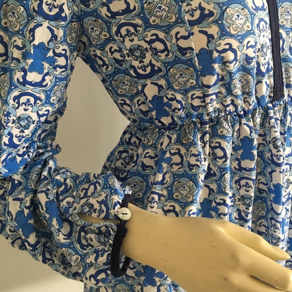 Moroccan print long Sleeve baby doll dress Swim coverup - Picture 5 of 7